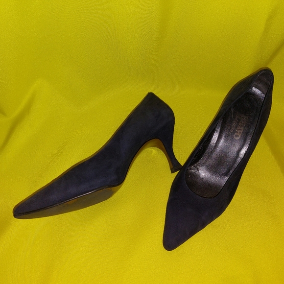 Vintage Real Suede Women Shoes Dark Blue Bravo Browns Spain - Picture 5 of 8